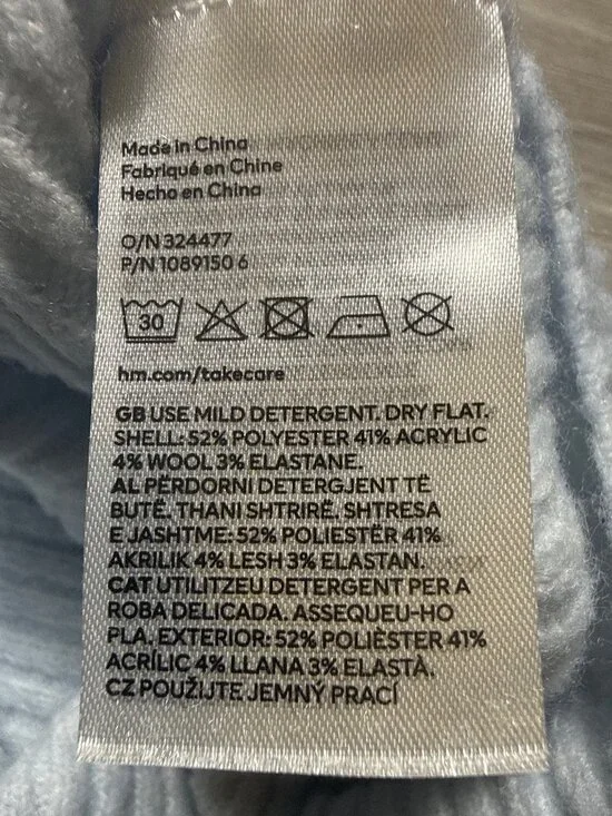 H&M Cozy Blue Ribbed Oversized Turtleneck Sweater Pearl Core Coastal Grandma Chi - Picture 4 of 9